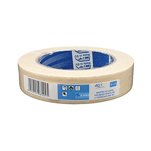 Offerta a tempo: ACIT Nastro di carta per mascheratura, verniciatura, 50m x25mm, nastro da carrozziere, confezione singola - 0.00% da 4.86 € a 4.86 €
