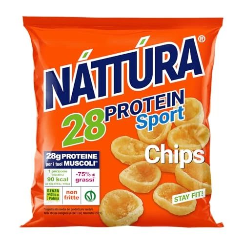 Offerta a tempo: NATTURA PROTEIN SPORT Chips Monodose, Gustose Patatine Proteiche, Cotte al Forno e Senza Olio di Palma, 28% di Proteine, 16 Sacchetti da 22g - 18% da 15.18 € a 12.40 €