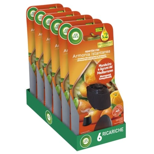 Offerta a tempo: Airwick Ricariche per Diffusore di Oli Essenziali Armonia Istantanea, Confezione da 6 per Profumatore per Ambienti alla Fragranza di Mandarino e Arancia Dolce - 0.00% da 29.28 € a 29.28 €