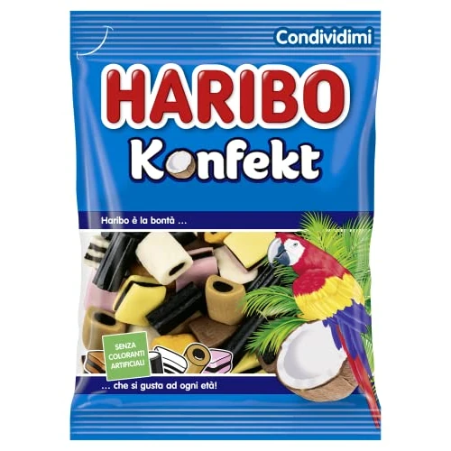 Haribo Konfekt - Caramelos gomosos, sabor regaliz, ideales para fiestas y dulces momentos de relax – 175 g