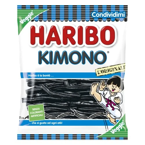Haribo Kimono, gominolas, sabor regaliz, ideales para fiestas y dulces momentos de relax – 175 g