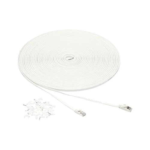 Limited-time offer: Amazon Basics RJ45 Cat 7 Ethernet Patch Cable, Flat, 600MHz, Snagless, Includes 25 Nails, 100 Foot, White from $19.19 to $19.19 (save 0.00%)