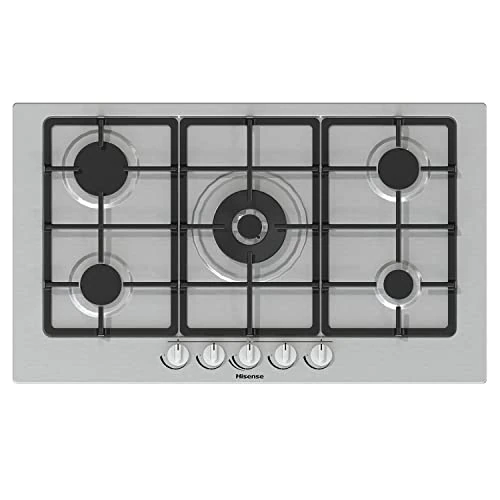 Offerta a tempo: Hisense GM973XF Piano Cottura a Gas, 5 Zone di Cottura, Larghezza 90 cm, Griglie in Ghisa, Accensione Integrata, Inox Anti Impronta, Bruciatore Wok 86x51x9cm - 43% da 319.00 € a 183.32 €