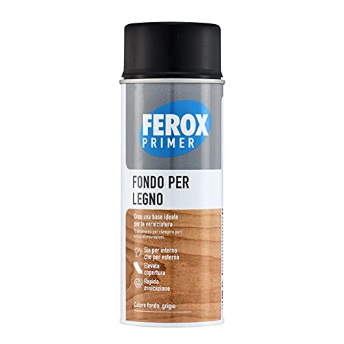 Offerta a tempo: FEROX Fondo per Legno 400 ml, Fondo aggrappante per verniciatura, colore Grigio, Primer superfici interno/esterno, Primer Legno, rapida essicazione, lunga durata - 45% da 11.15 € a 6.10 €