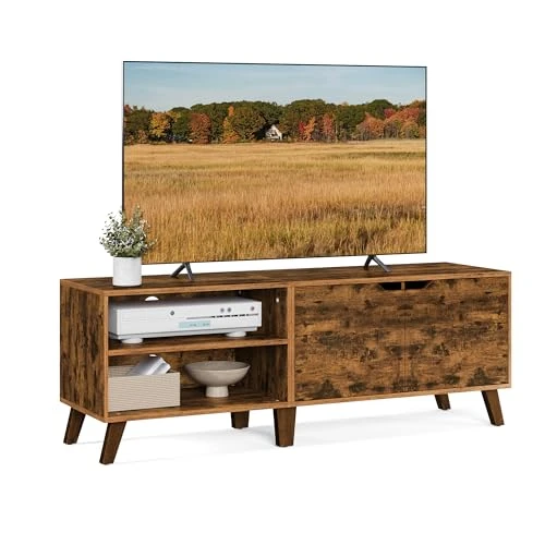 Offerta a tempo: VASAGLE Mobile TV per Televisore fino a 60 Pollici, Armadietto per TV con 2 Ante, Ripiani Regolabili, Lungo 140 cm, per Soggiorno, Camera da Letto, Marrone Vintage LTV027X01 - 17% da 81.99 € a 67.99 €