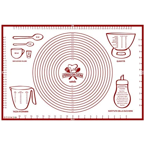 Kneading Board 60 x 40 cm Italian Design Sizes in CM - Reusable Silicone Baking Mat Non-stick Heat Resistant Kitchen Mat for Homemade Pastries