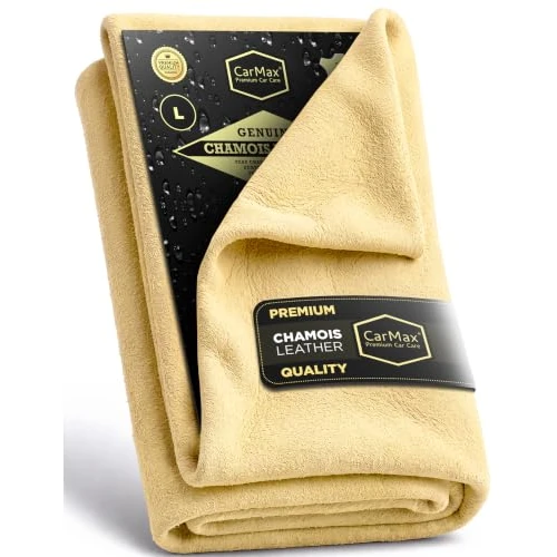 Offerta a tempo: CarMax® Premium - Pelle di Daino per Auto Professionale - Panno Asciugatura Auto Professionale, pulizia vetri, scamosciata naturale - Large - 0.00% da 14.15 € a 14.15 €