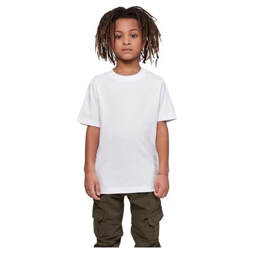 Build Your Brand Boys' Basic Tee T-Shirt, 100% Cotton, Sizes 110-164, White, 158-164 cm