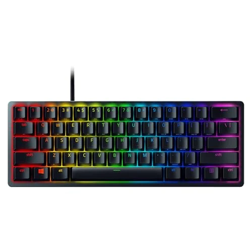 Offerta a tempo: Razer Huntsman Mini (Interruttore Viola) - Tastiera da Gioco Compatta al 60% (Interruttori Ottico- a Scatto, Copri Tasti PBT Doubleshot, Cavo USB-C Staccabile) Layout QWERTY English (US), Nero - 0.00% da 112.26 € a 112.26 €