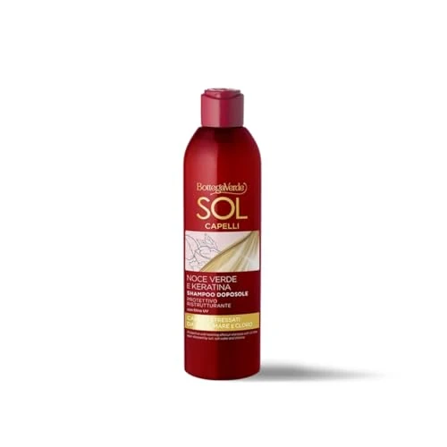 Oferta limitowana: Bottega Verde, Sol Włosy - Orzech zielony i Keratyna - Szampon po opalaniu - Restrukturyzujący - z zielonym olejem orzechowym i keratyną - z filtrem UV - włosy zestresowane przez słońce, morze i chlor (250 ml) z 30.30 zł na 30.30 zł (os