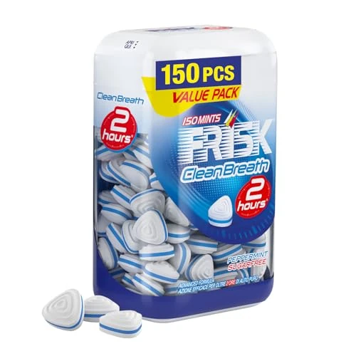 Offerta a tempo: Frisk Clean Breath, Caramelle Dure Gusto Peppermint, Senza Zucchero, Due Ore di Freschezza, Microcompresse con Zinco, con Edulcoranti, 150 caramelle, Confezione da 1 - 0.00% da 4.49 € a 4.49 €