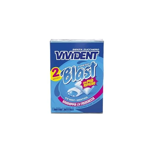 Vivident Blast Fresh, Chewing Gum, Gusto Menta, Senza Zucchero, Senza Glutine, Confezione da 2 Astucci di Gomme da Masticare Ripiene, Ideali da Condividere e per una Freschezza a Lungo