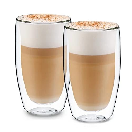Offre limitée : GLASWERK Verre double paroi à Latte Macchiato Design (2 x 430 ml) tasse a cafe design - Tasse double paroi, mug transparent, tasse a the verres à thé lavable au lave vaisselle bob, tasse a cafe de 26.99 € à 21.99 € (19% de remise)