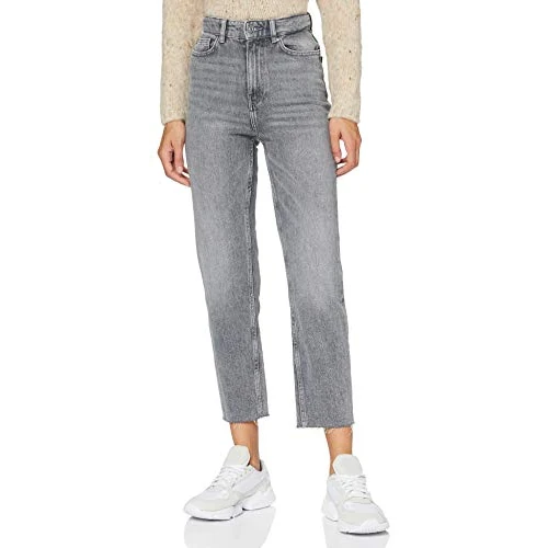 Offerta a tempo: ONLY Jeans a Vita Alta, Taglio Dritto, Grigio Denim., 28W x 34L - 41% da 39.99 € a 23.63 €