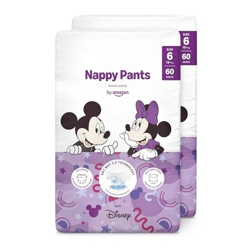 Offerta a tempo: by Amazon, Pannolini Mutandina Disney, Taglia 6 (Oltre i 15kg), 120 Pezzi (2 Confezioni da 60), Bianchi, Confezione Mensile (in Precedenza del Marchio Mama Bear, Stesso Prodotto) - 11% da 35.06 € a 31.23 €