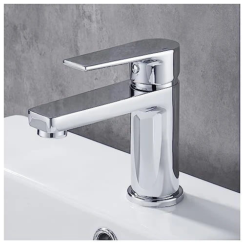 Limited-time offer: GRICOL Bathroom Sink Taps Basin Mixer Tap Single Lever Dual Flow Hot and Cold Solid Brass Bathroom Faucet Chrome Silver from 27.99 £ to 23.79 £ (save 15%)