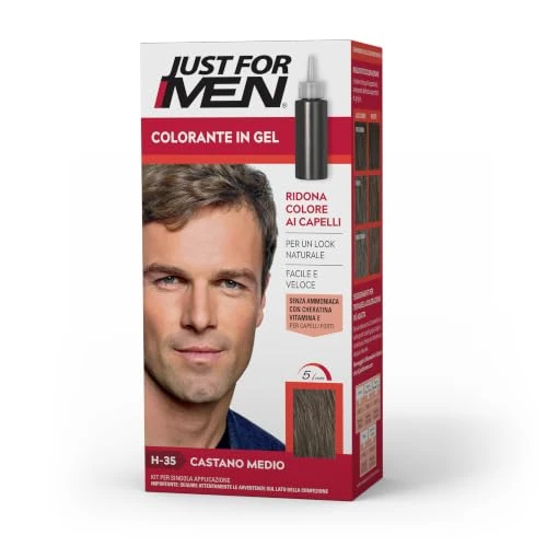 Offerta a tempo: Just For Men Colorante In Gel, Tinta Capelli Uomo, Colore Castano Medio H35 - 44% da 10.50 € a 5.91 €
