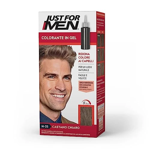 Offerta a tempo: Just For Men Colorante In Gel, Tinta Semipermanente Per Capelli Uomo, Senza Ammoniaca, Con Cheratina E Vitamina E Per Capelli Forti, Colore Castano Chiaro, H25 - 35% da 10.50 € a 6.85 €
