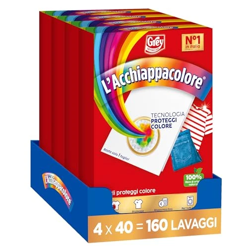 Oferta limitada: Grey L'Acchiappacolore - Hojas atrapa color, evita accidentes de lavado, paquete de 160 hojas, 4 x 40 cm de 18.10 EUR a 18.10 EUR (ahorro 0%)