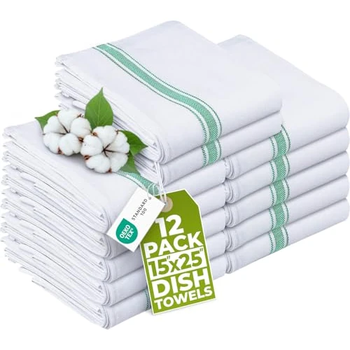 Oferta limitowana: Utopia Towels - Ręczniki do naczyń, 38 x 64 cm, 100% bawełna ring-spun, superchłonne ręczniki kuchenne, zestaw ręczników do suszenia (12 sztuk, niebieskie paski) z 67.99 zł na 67.99 zł (oszczędź 0.00%)