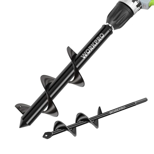 Offerta a tempo: WORKPRO 2 Pezzi Punta per Trivella a Spirale da Giardino,Lega di acciaio, Trapano a Mano Attrezzo da Giardinaggio, a Mano, Buco di Fiori Piantando Arbusti dell'Albero (8 x 30 cm e 4 x 22 cm) - 0.00% da 21.21 € a 21.21 €