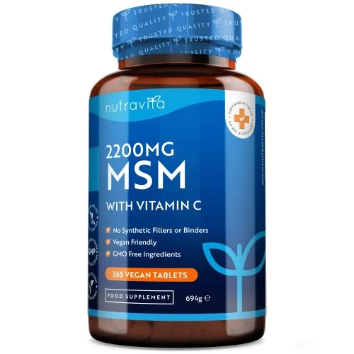 Offre limitée : MSM 2200 mg avec Vitamine C 80 mg - 365 Haute Résistance Comprimés Végan - Méthylsulfonylméthane - Approvisionnement de 6 mois - Alternative à la MSM Poudre et aux Gelules - Nutravita de 9.99 € à 9.99 € (0.00% de remise)