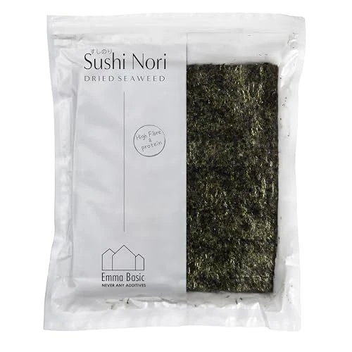 Offerta a tempo: Emma Basic - Premium Sushi Nori 40 fogli interi | Giovane e croccante | Ricco di proteine | Ad alto contenuto di fibre - 0.00% da 9.49 € a 9.49 €