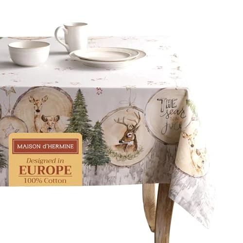 Offerta a tempo: Maison d' Hermine Maison d'Hermine Mountain Life - Tovaglia in 100% cotone per cucina, cene, tavolo, decorazione per feste, matrimoni, giorno del Ringraziamento, Natale (rettangolare, 160cm x 220cm) - 20% da 63.99 € a 51.19 €