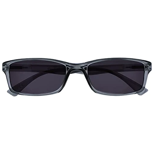 OPULIZE PEP Reading Glasses and Reading Sunglasses for Women Men, Large Rectangular Designer Frame with Spring Hinges, Scratch Resistant, Grey +3 (Pack of 1)