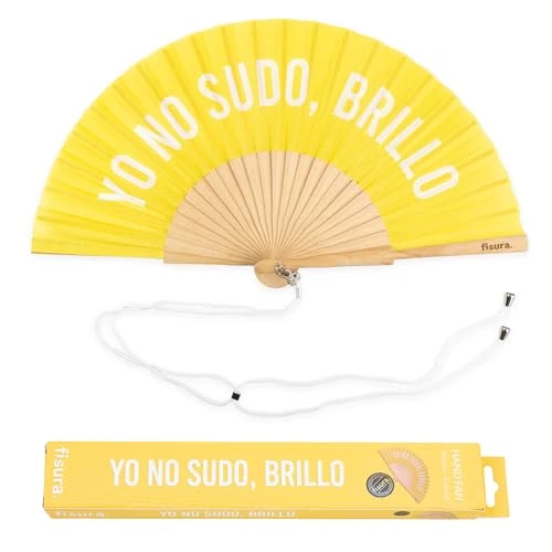Offerta a tempo: Fisura - Originale ventaglio con messaggio in spagnolo.Ventaglio in legno moderno e divertente. Misure: 42,5 x 23 cm. Legno e tessuto. (Brillo, giallo) - 9% da 9.90 € a 8.99 €