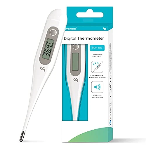 Termómetro digital, termómetro médico, conmutable rápido y preciso C/F, termómetro oral para adultos y niños bebé, gris