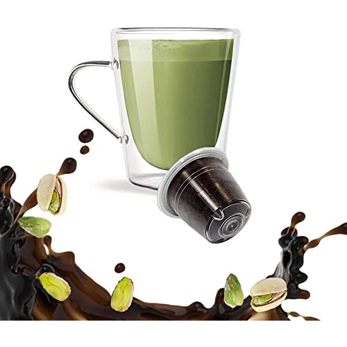 50 KICKKICK pistache koffiecapsules, compatibel met Nespresso, made in Italy, capsules voor Nespresso-machine van oplosbare koffie met pistachesmaak