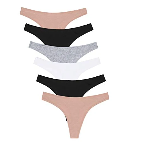 Zeitlich begrenztes Angebot: Channo Baumwolle Tanga Set Damen, Unsichtbare Frauen Unterwäsche, Nicht Abfärbender, Atmungsaktiver String Tanga 6er Pack, Sortiert, S/M von 14.99 € auf 14.99 € (0.00% Rabatt)
