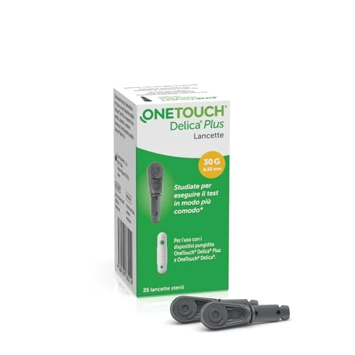 OneTouch® Delica® Plus lancette sterili per test glicemico per l’automonitoraggio della glicemia I 25 lancette sterili I Test glicemico a casa o in viaggio I 1 Confezione con 25 lancette sterili