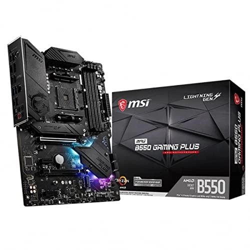 MSI MPG B550 Gaming Plus Scheda Madre ATX - Processori AMD Ryzen di 3a Generazione, AM4, DDR4 Boost (4400MHz/OC), 1x PCIe 4.0/3.0 x16, 1x PCIe 3.0 x16, 1x M.2 Gen4 x4, 1x M.2 Gen 3x4