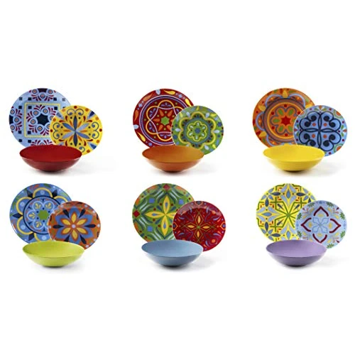 Excelsa Puebla Teller-Set, 18-teilig, Porzellan und Keramik, mehrfarbig