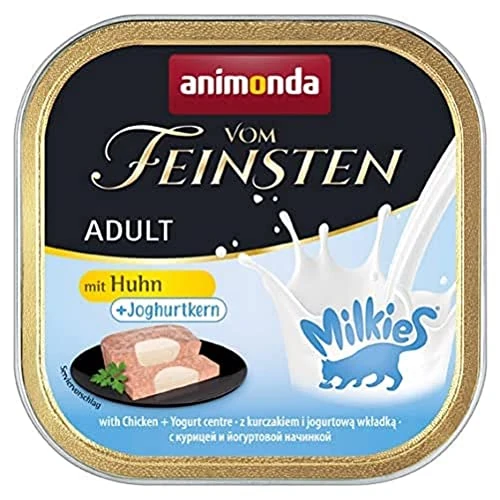 animonda Vom Feinsten Comida húmeda para Gatos Adultos con Pollo y núcleo de Yogur, 32 x 100 g