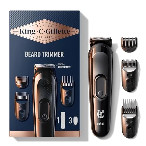 Limited-time offer: King C. Gillette Men's Beard Trimmer Kit, 1 Head, 3 Adjusting Combs, 1 Brush, 1 Charger, Electric Beard Razor, Men's Gift Idea Professional Kit from 36.86 GBP to 36.86 GBP (save 0%)