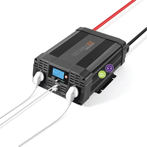 Limited-time offer: Technaxx Car Inverter with LC Display 12 V to 230 V - TÜV Rheinland Certified Car Inverter with 2 x Schuko Plug and 2 x USB Port - Power 2000 W / 4000 W (Peak) - Voltage Converter TE20 from 279.03 £ to 279.03 £ (save 0.00%)
