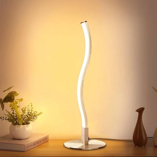 Depuley Led-tafellamp voor woonkamer, 6 W, bedlampje voor de kinderkamer, 3000 K, warmwit, minimalistische nikkel, leeslamp, 1,5 m kabel, moderne bureaulamp, decoratie, perfect voor slaapkamer,