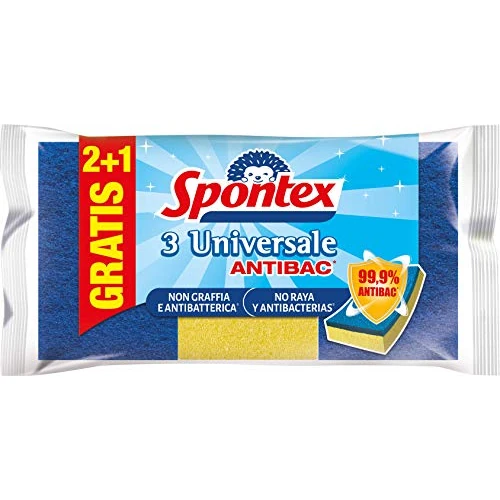 Spontex Universal Gentle Sponge 2+1, Blue, Unique, 20 Units