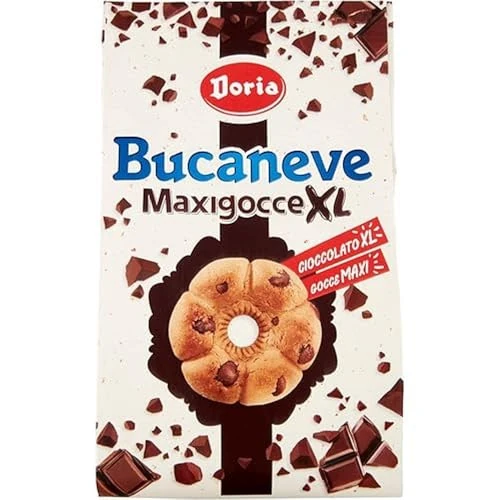 Doria - Bucaneve Maxigocce XL - Biscotti Ideali per la tua Colazione o Spuntino - Confezione da 300 gr