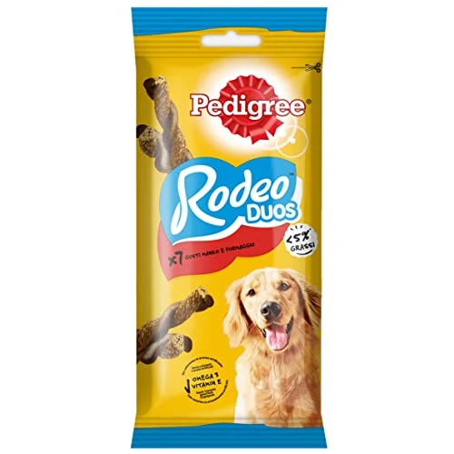 Offerta a tempo: Pedigree Rodeo Duos al Manzo e Formaggio, 10 Confezioni da 7 Snack ciascuna (70 bastoncini) - 20% da 23.99 € a 19.09 €