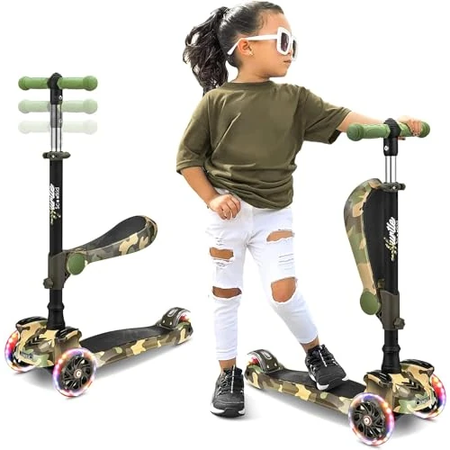 Offerta a tempo: Monopattino pieghevole con 12 ruote per bambini, con altezza regolabile, pedana antiscivolo, luci lampeggianti, per ragazzi/ragazze dai 1 anni in su Hurtle - 25% da 53.99 € a 40.70 €