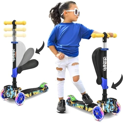 Offerta a tempo: Monopattino pieghevole a 13 ruote per bambini, con pedana antiscivolo, luci lampeggianti, per bambini/bambine dai 2 ai 12 anni Hurtle - 32% da 78.99 € a 53.99 €