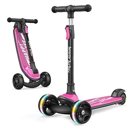 Limited-time offer: besrey Kick Scooter for Kids Ages 3-10, 3-Wheel Folding Scooter with Adjustable Height, LED Light Wheels, Extra Wide Deck for Outdoor Activities from 59.99 £ to 59.99 £ (save 0.00%)