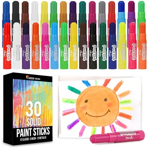 Offerta a tempo: Zenacolor - Set di 30 Bastoncini di Vernice per Bambini - 31% da 24.99 € a 17.14 €