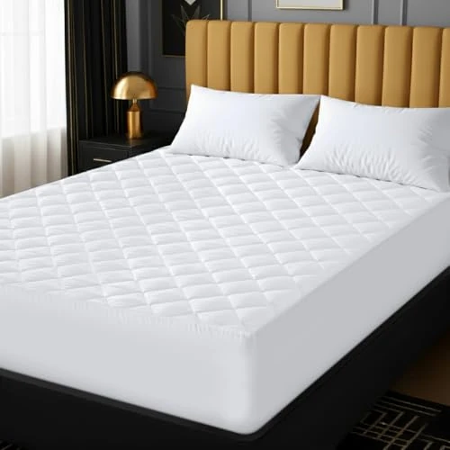 Utopia Bedding Protector de colchón Acolchado 180x200 cm, Microfibra, Transpirable, Funda para colchon estira hasta 38 cm de Profundidad (Cama 180 Blanco)