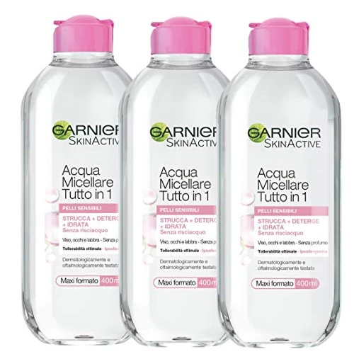 Garnier All-in-1 Mizellar-Wasser-Set, Abschminkt, reinigt und befeuchtet, ohne Ausspülen, 400 ml, 3 Stück