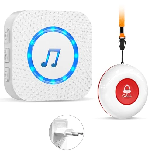 Offerta a tempo: Chunhee Salvavita Anziani Wireless con Pulsante SOS - Campanello per Anziani & Cercapersone 150m, 4 Livelli Volume, Allarme Sicurezza per Casa/Case di Riposo (Pulsante Salvavita Anziani Integrato) - 0.00% da 23.88 € a 23.88 €